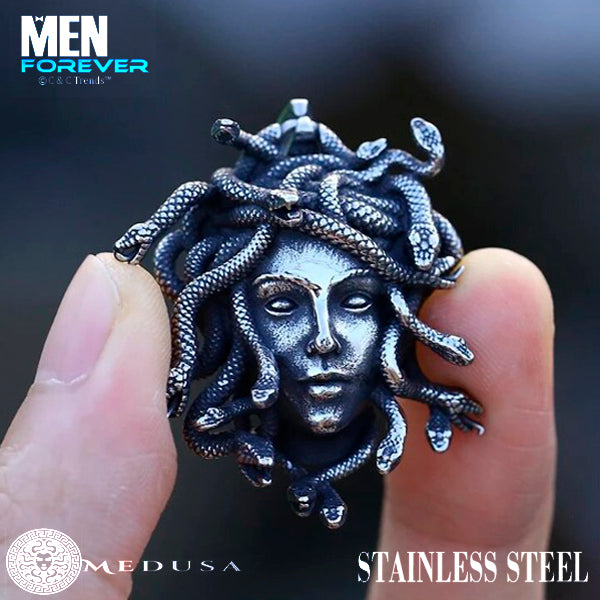 Vintage Stainless Steel Medusa Head Necklace for Men 6