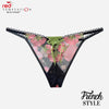 Passionate French Embroidery Flower Thong 1a