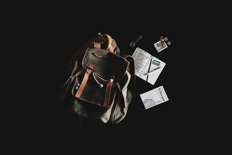 Canvas Backpack with papers