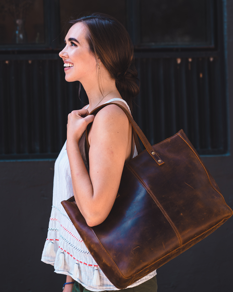 Crazy Horse Leather Tote Bag – YONDER BAGS