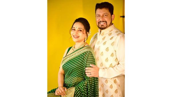 Madhuri Dixit in Green Banarasi Saree