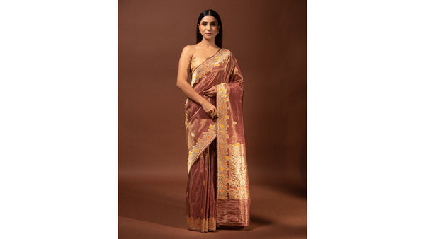 Pink Banarasi Katan silk saree