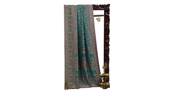 Bottle Green Pashmina Moonga Silk Handloom Banarasi Saree