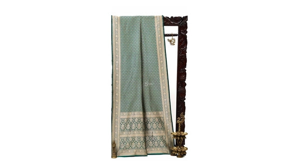 Bottle Green Banarasi Brocade silk saree