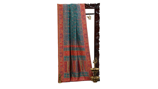 Teal Green Pashmina Moonga Silk Handloom Banarasi Saree