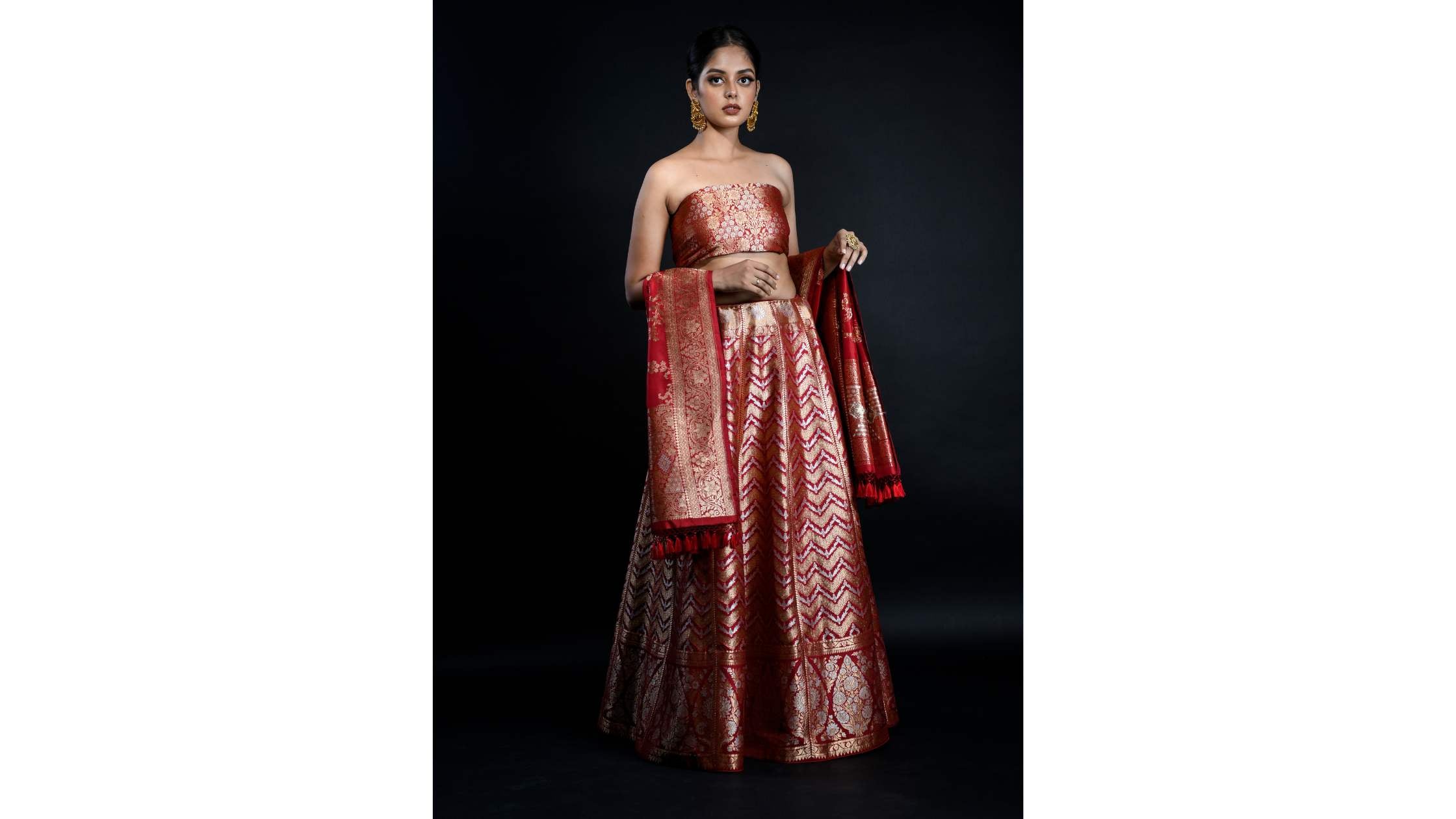 Maroon Handloom Banarasi Lehenga