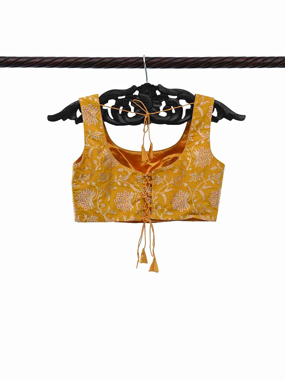 Yellow Uppada Silk Banarasi Ready-made Blouse – Sacred Weaves
