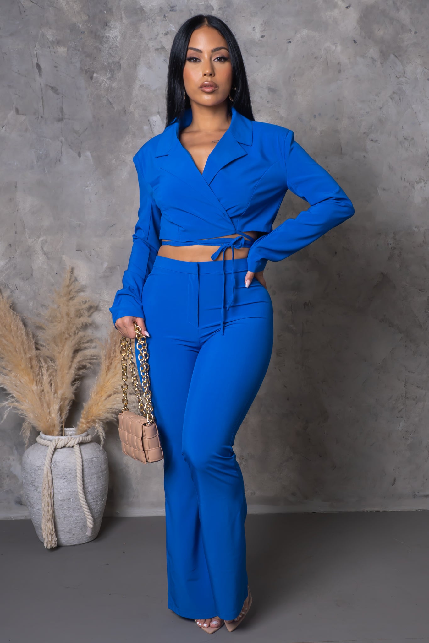 Can T Pay Me To React Two Piece Pant Set Blue Magnolia Fashion Wholesale