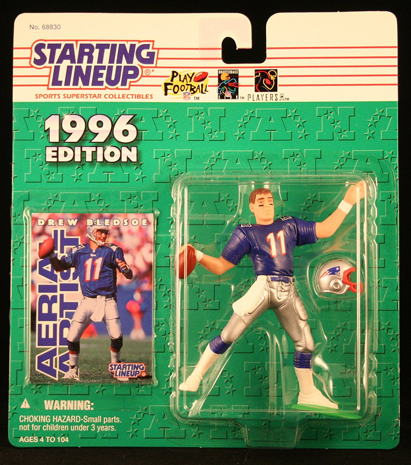 DREW BLEDSOE~NEW ENGLAND PATRIOTS~1996 NFL STARTING LINEUP ACTION FIGURE &  CARD