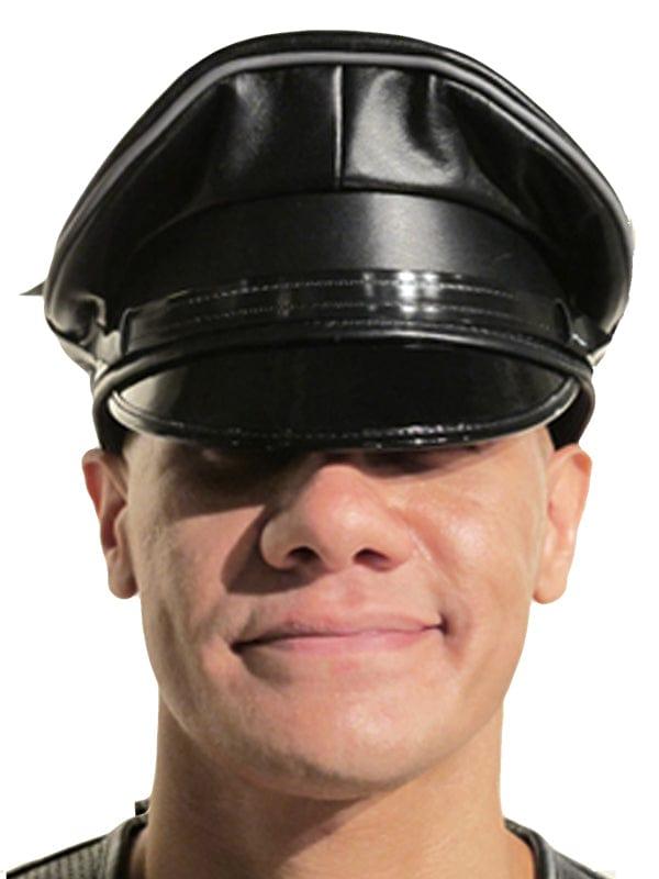 leather peaked cap