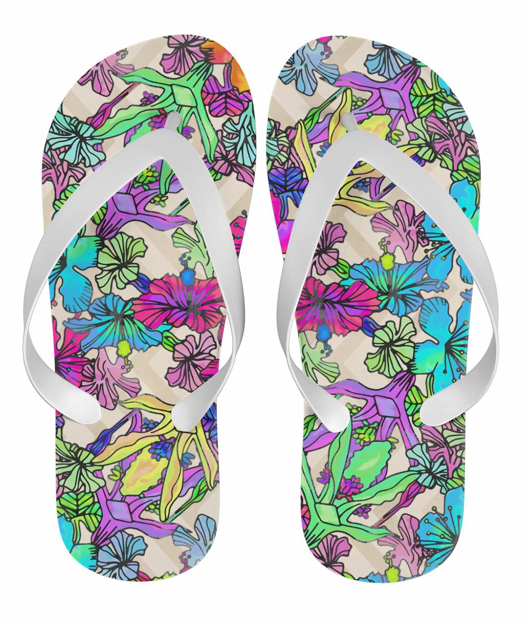 pink flower flip flops