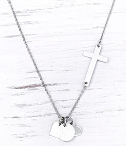 Sideways Cross Necklace with Charms for Kid's Names