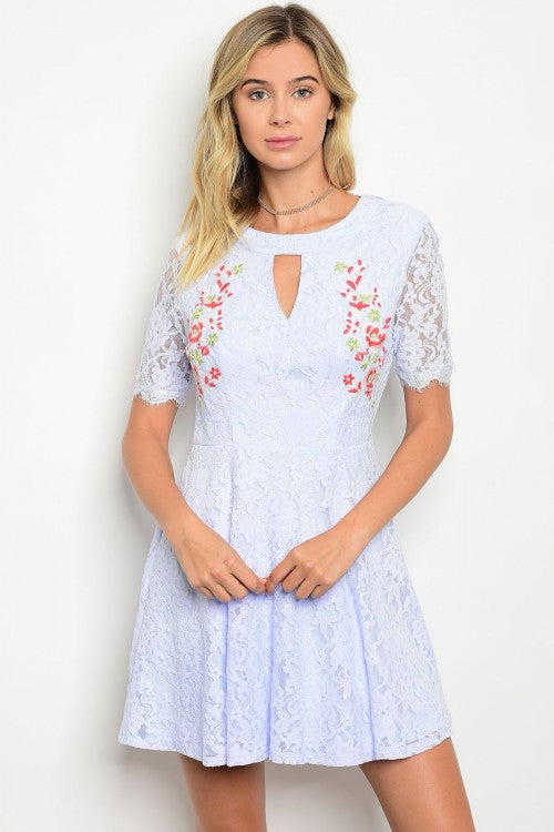 light blue lace skater dress