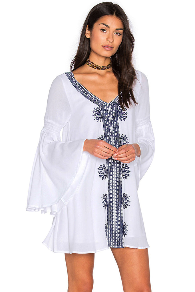 White Embroidered Bell Sleeve Cover Up – Lady Laila Boutique