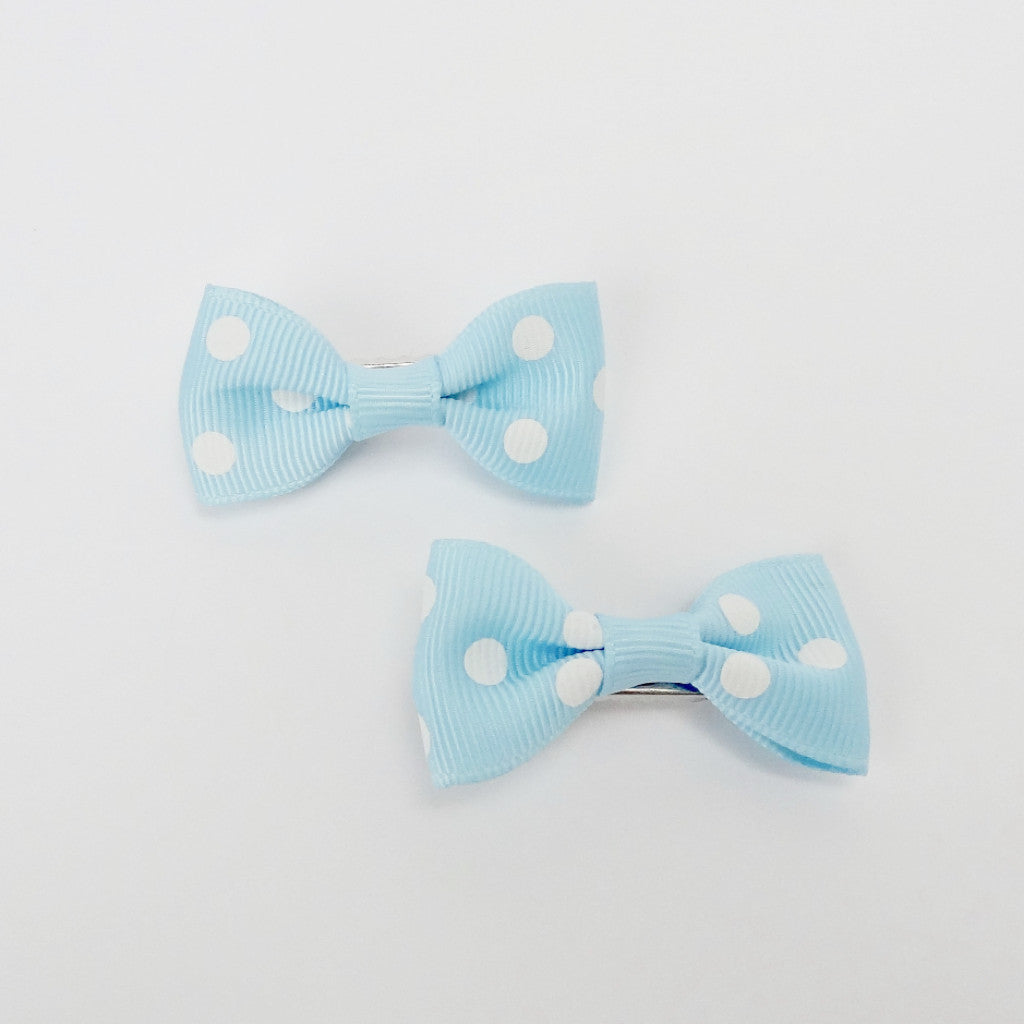 Girls Set Of 2 Small Cross Grain Ribbon Hair Bow Clips 175 Baby