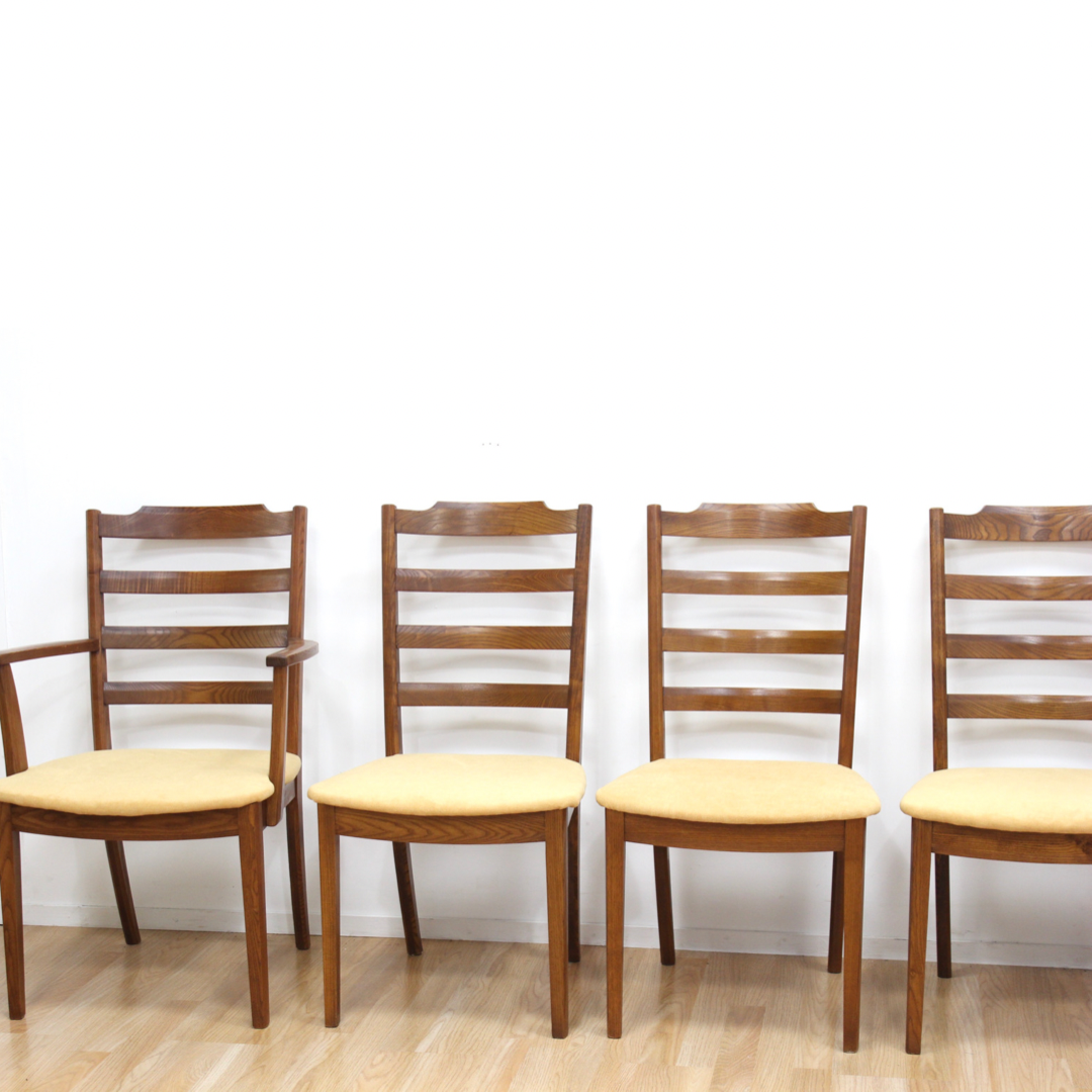 six oak dining chairs