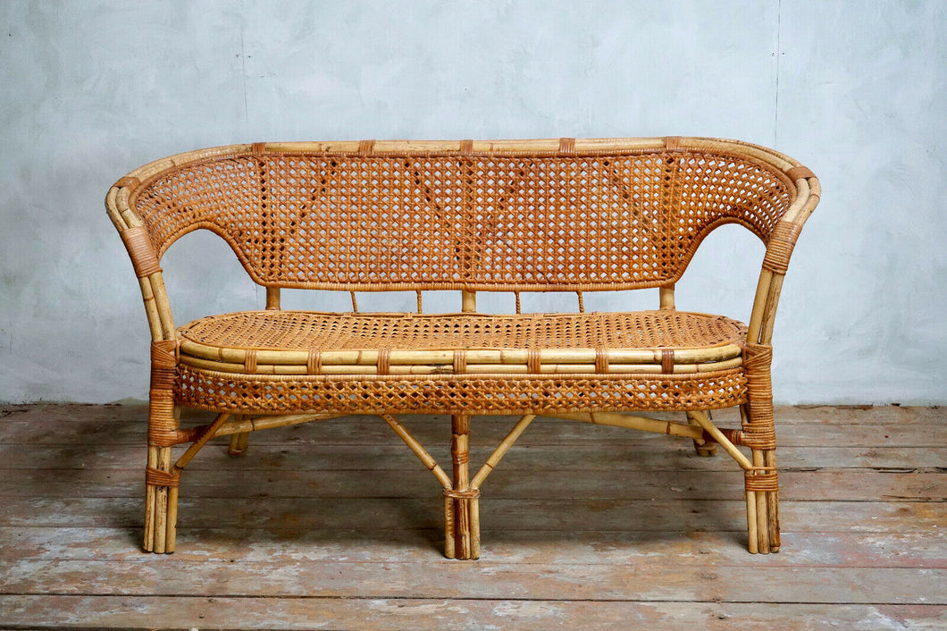 wicker two seater sofa