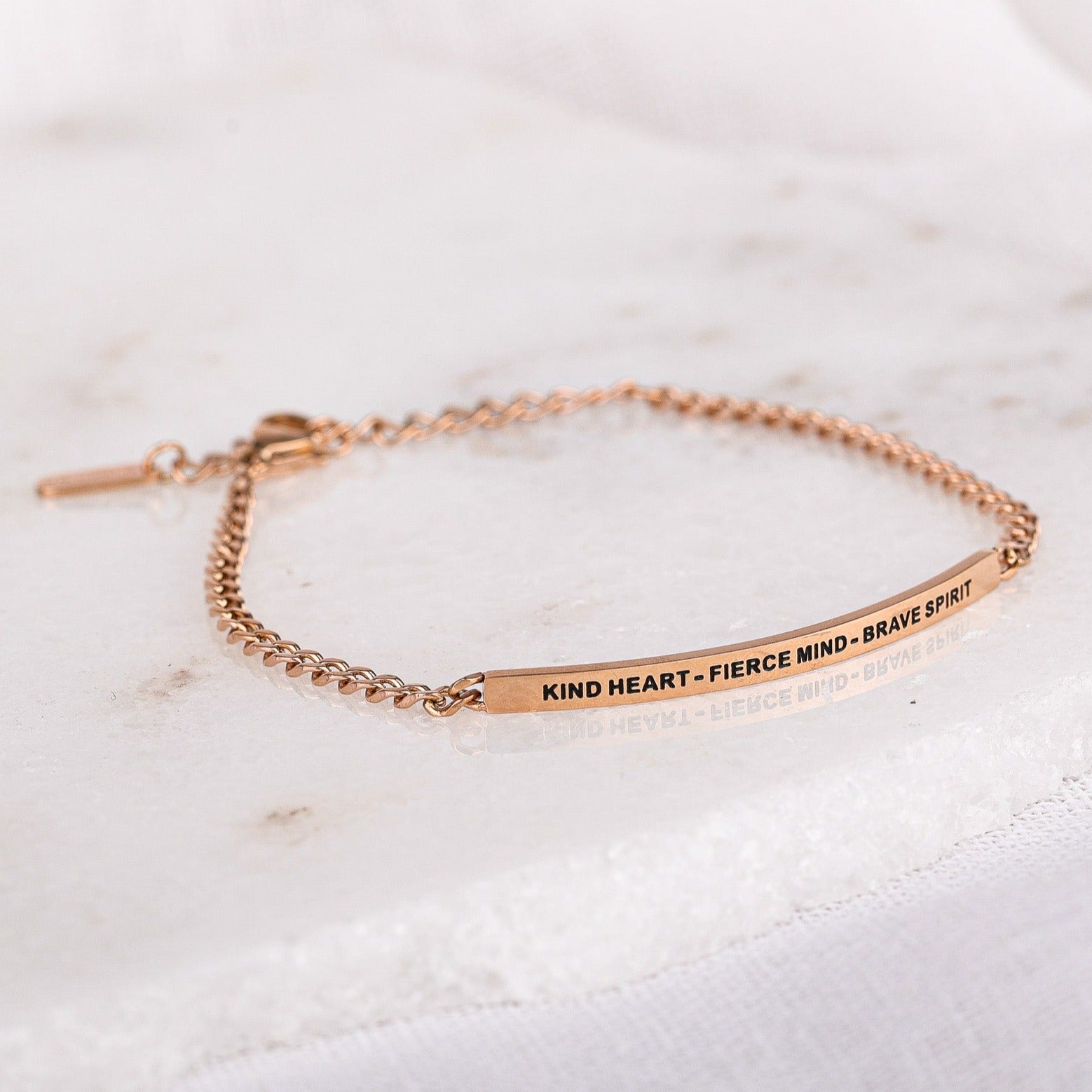 KIND HEART - FIERCE MIND - BRAVE SPIRIT - DAINTY CHAIN BRACELET