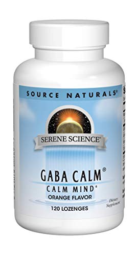 Source Naturals Serene Science GABA Calm 125mg Orange Flavor Supplement Natural Support - With Added Magnesium, Glycine, N-Acetyl L-Tyrosine, Taurine & More - 120 Lozenges