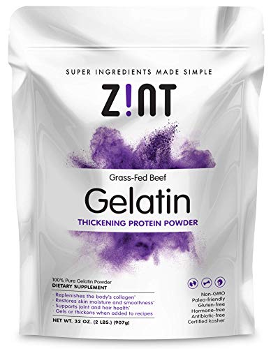 Zint Beef Gelatin Powder: Unflavored Kosher Paleo-Friendly Collagen Protein, 32 Ounce