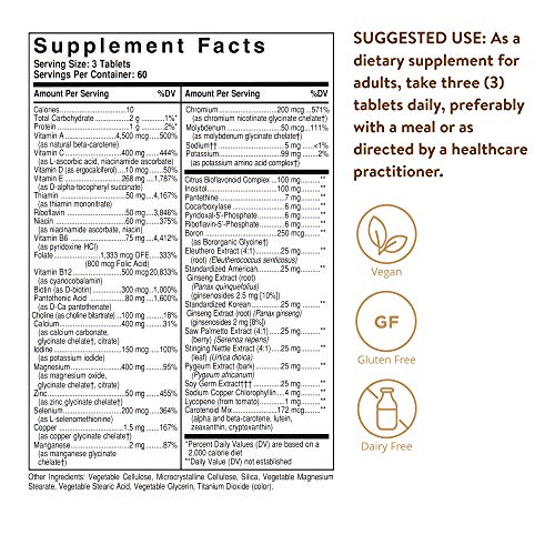 Solgar Male Multiple, 180 Tablets - Multivitamin, Mineral & Herbal Formula for Men - Advanced Phytonutrient - Vegan, Gluten Free, Dairy Free - 90 Servings