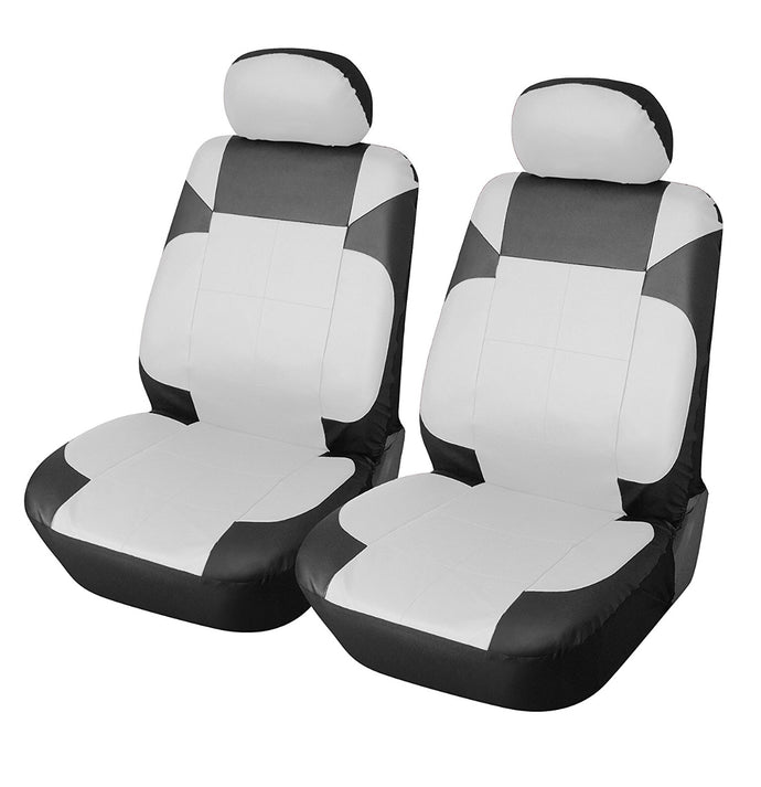 White over Black Leather Seat covers Two Front Seatsonly