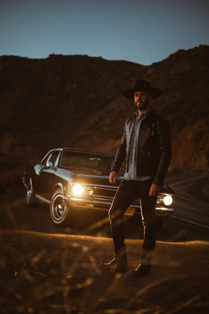 Denim Shirt paired with Fine Creek Leather Jacket