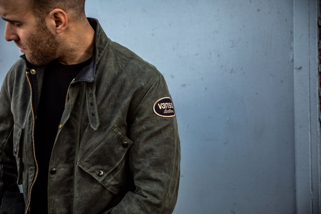 vanson stormer waxed canvas jacket