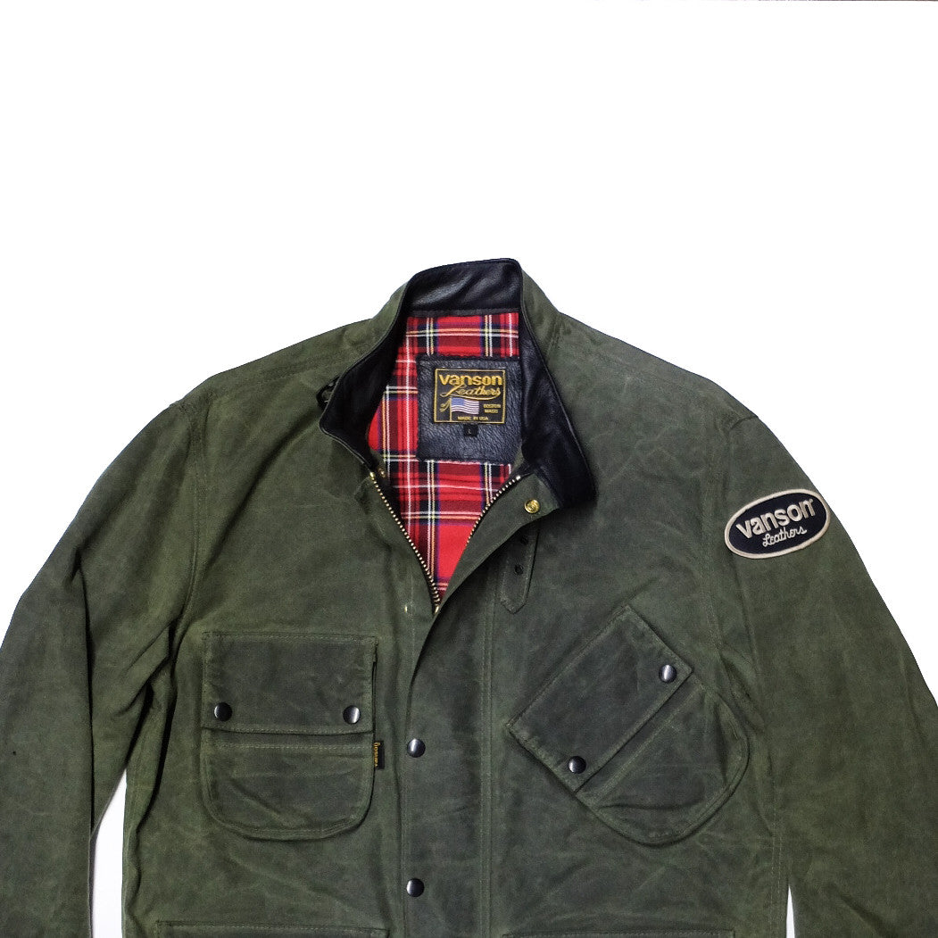 vanson stormer waxed canvas jacket