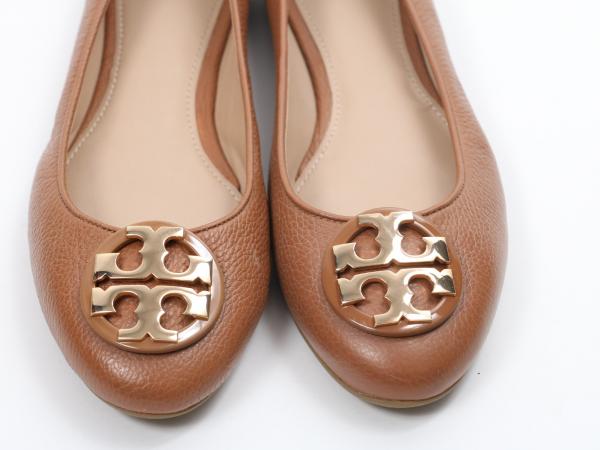 Sepatu Tory Burch 43394 Claire Ballet Tumbled Leather Flats Royal Tan