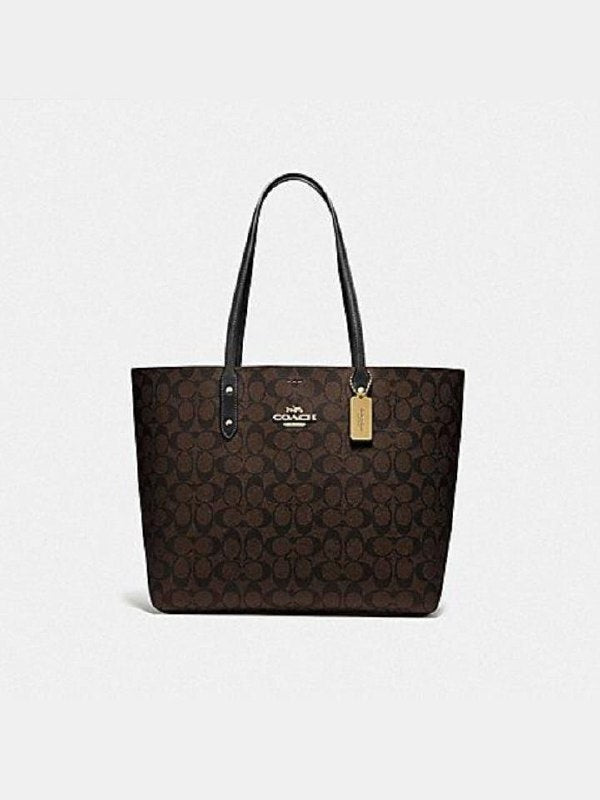 Coach F76636 Signature Town Tote Brown Black – Balilene