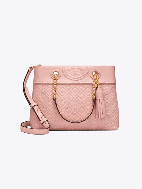 Tory Burch 48892 Fleming Small Tote Shell Pink Quilted Leather – Balilene