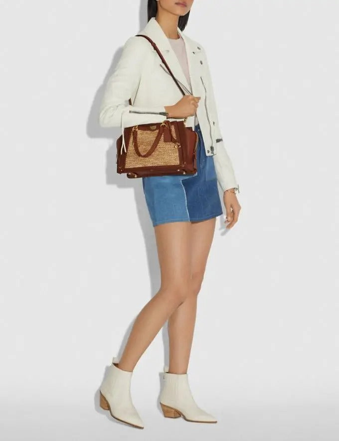 coach straw dreamer satchel