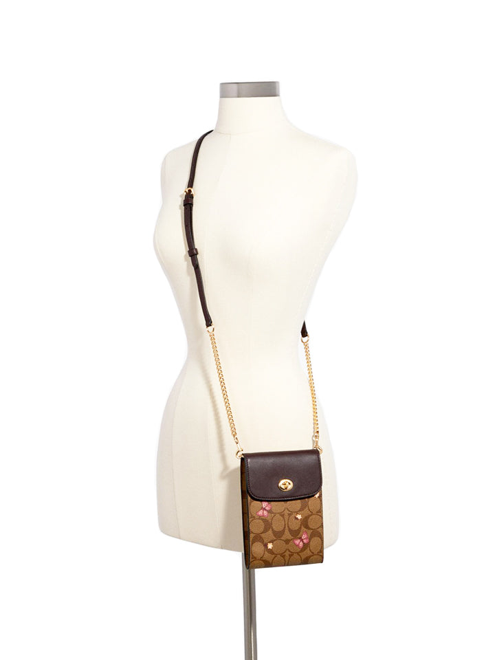 rachel phone crossbody in signature canvas with butterfly print