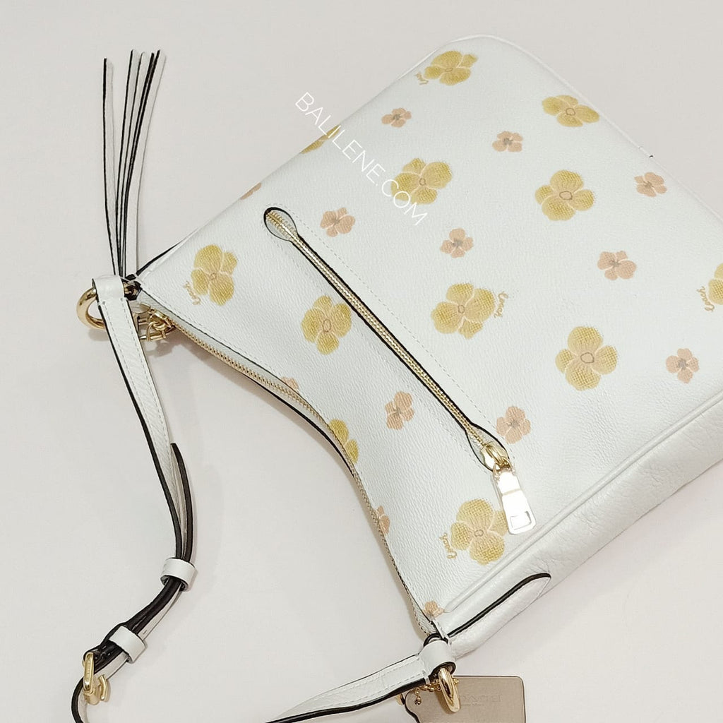 coach chaise pansy print leather crossbody