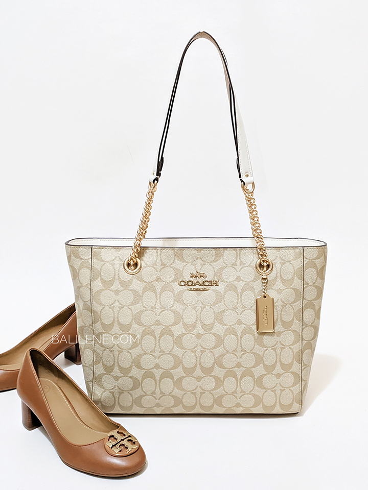 Coach C8148 Cammie Chain Tote In Signature Canvas Light Khaki Chalk –  Balilene