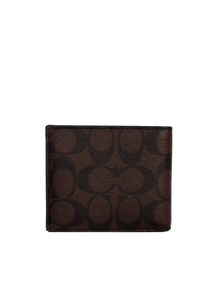 Coach Compact Id Wallet In Signature Canvas Mahogany Black – Balilene