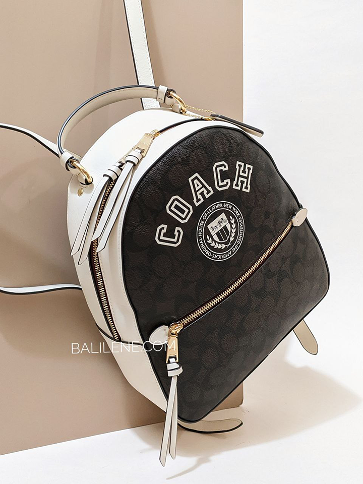 Coach Jordyn Backpack In Signature Canvas With Varsity Motif Brown/But –  Balilene