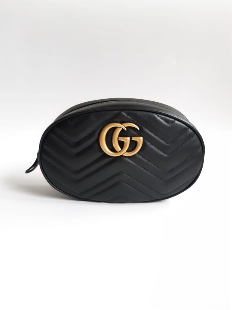 Gucci GG Marmont‎ 476434 belt bag Large Nextblack chevron leather – Balilene