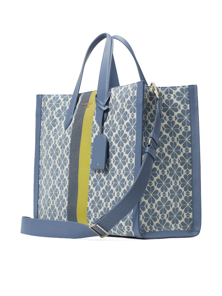 Kate Spade Flower Jacquard Stripe Manhattan Large Tote Morning Sky Mul –  Balilene