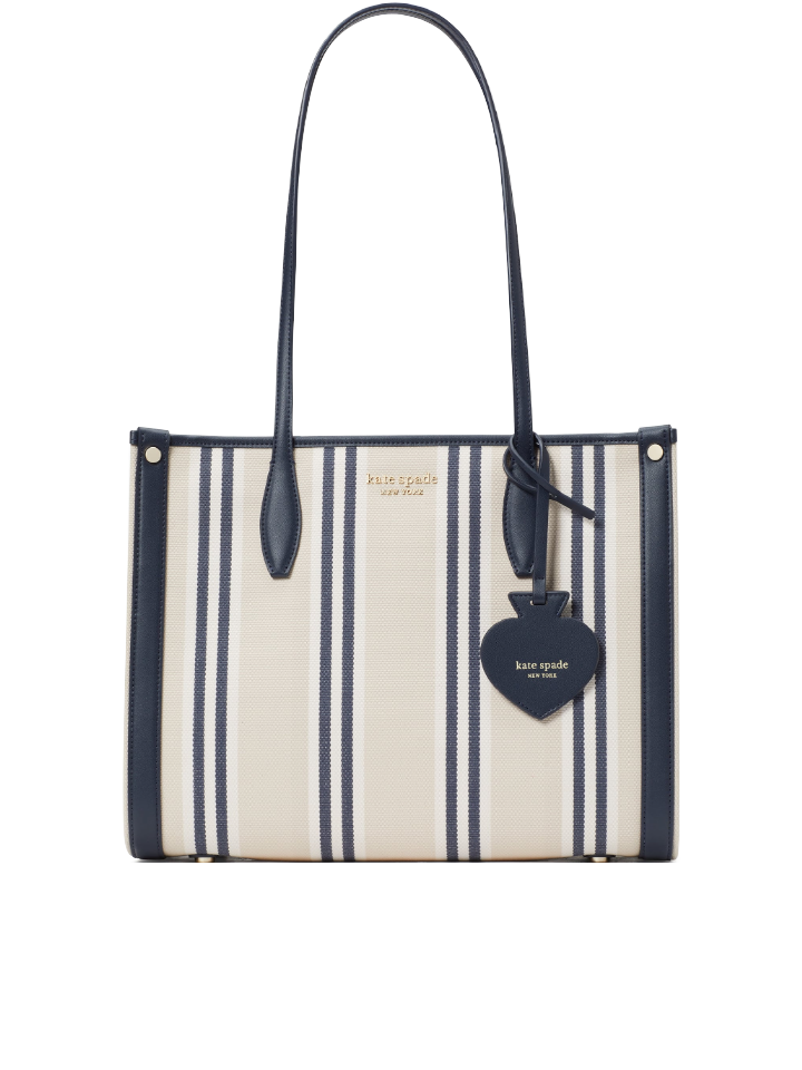 Kate Spade Market Striped Canvas Medium Tote Blazer Blue Multi – Balilene