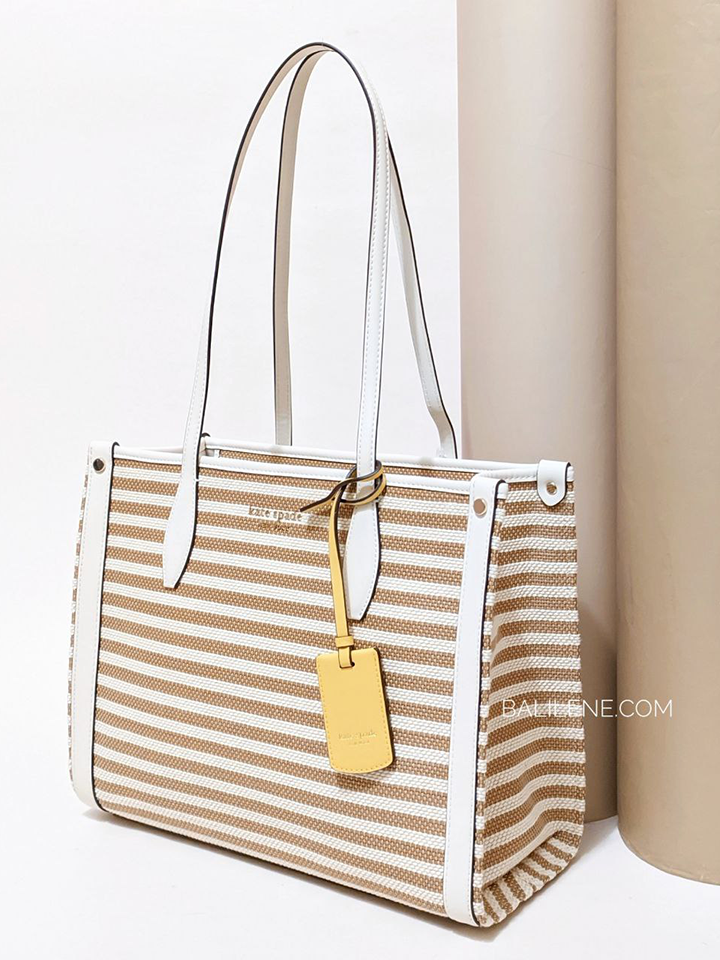 Kate Spade Market Striped Medium Tote Parchment Multi – Balilene