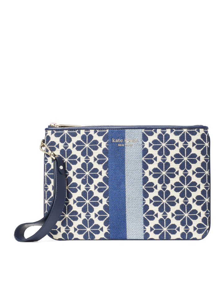 Kate Spade Flower Jacquard Stripe Wrislet Bag Blue Multi – Balilene