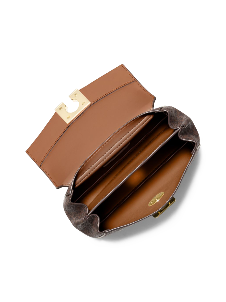 Michael Kors Lita Small Two-Tone Logo and Leather Crossbody Bag Brown –  Balilene