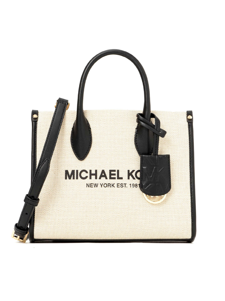 Michael Kors Mirella Large Logo Jacquard Tote Crossbody Bag Neutral Black  Logo - Walmart.com