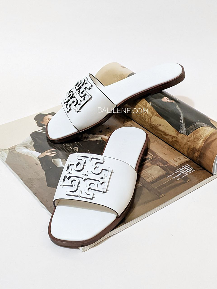Tory Burch Ines Slide Textured Calf Leather New Ivory – Balilene