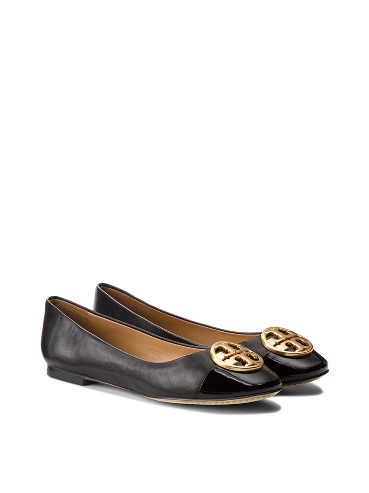 Tory Burch 46882 Chelsea Cap-Toe Ballet Nappa Leather Black – Balilene