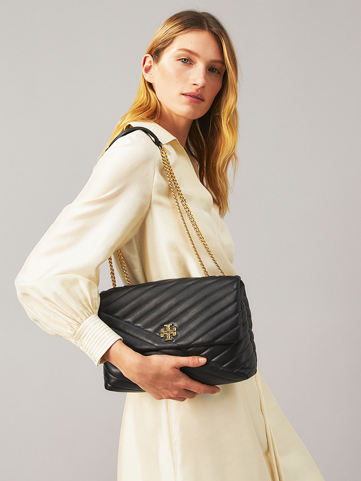 Tory Burch 58465 Kira Chevron Convertible Shoulder Bag Black – Balilene