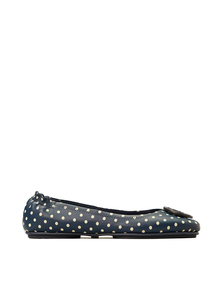 Tory Burch 64985 Minnie Printed Travel Ballet Flat In Navy Classic Dot –  Balilene