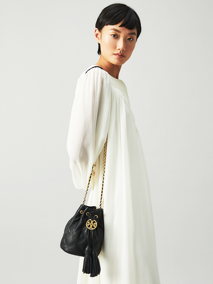 tory burch fleming bucket bag mini